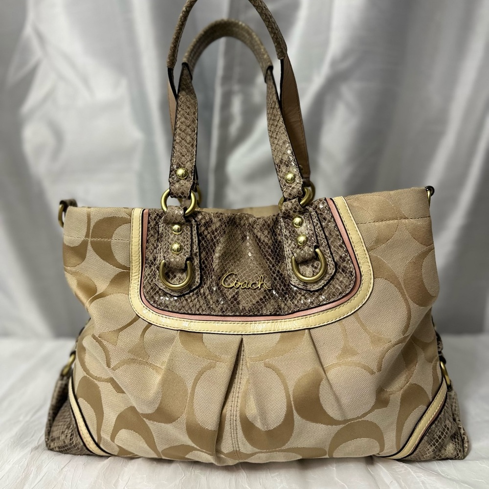 Coach tan and python bag